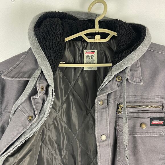 Dickies Water Repellent Duck Hooded Canvas Shirt Jacket Slate Grey Mens XL 46/48 - Picture 6 of 13